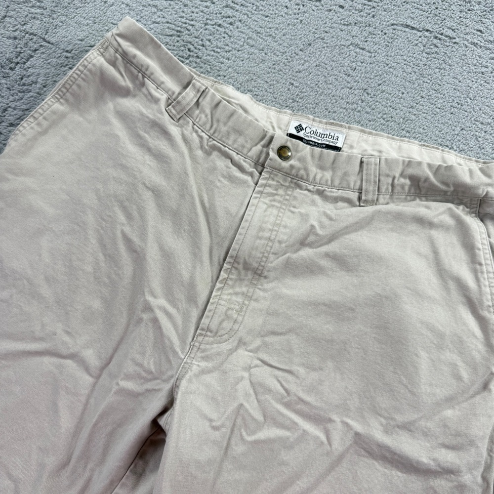 Columbia Canvas Utility Pants Men 38x30 Khaki Tan Excellent Outdoor Hiking